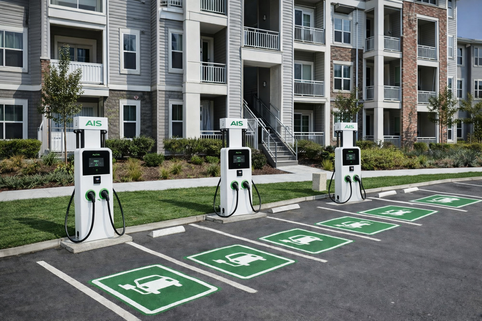 Residential community with EV charging spaces